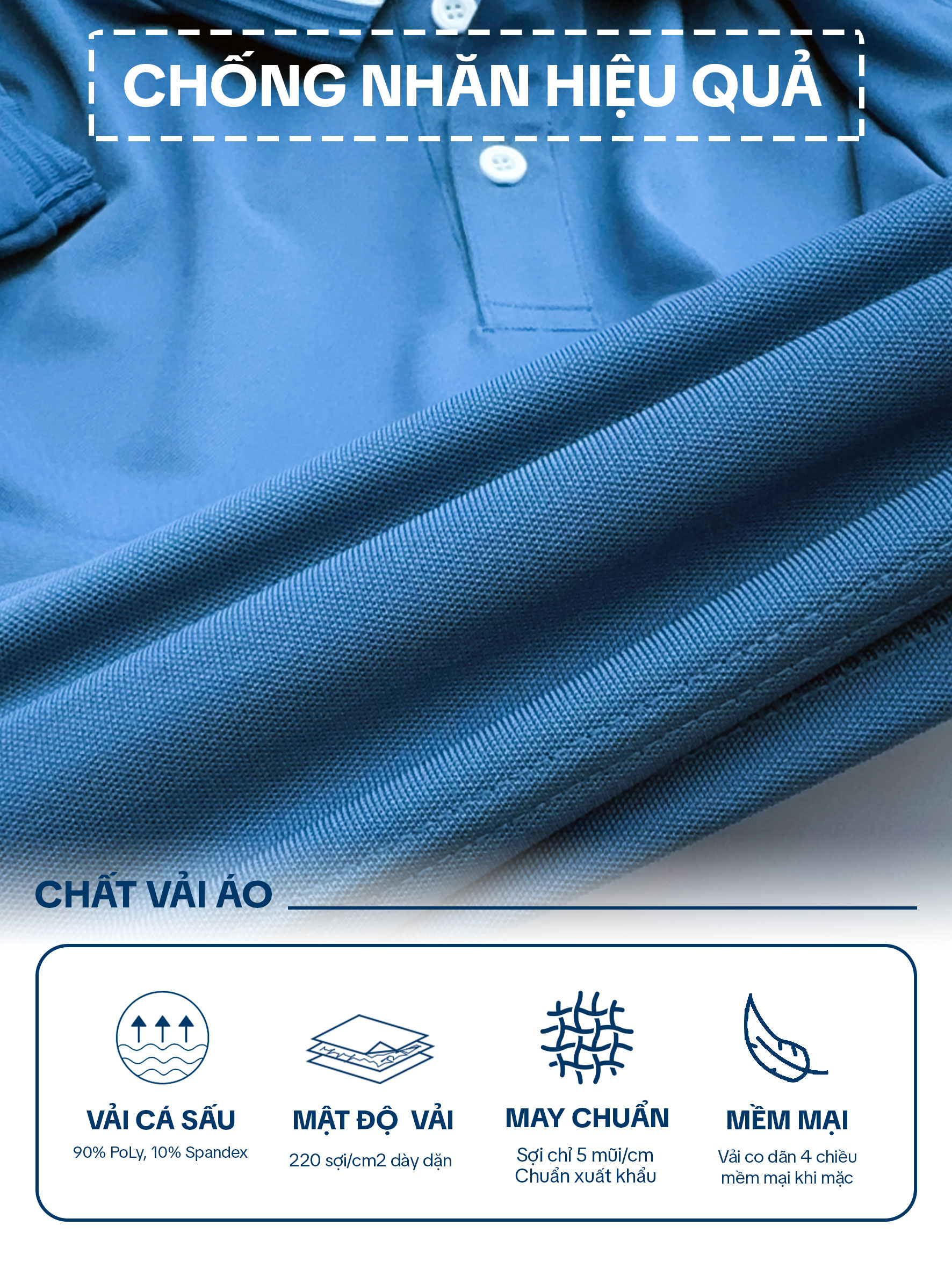 Áo thun PoLo Nam - Cổ Bo Dệt - Màu Trắng- PLK10