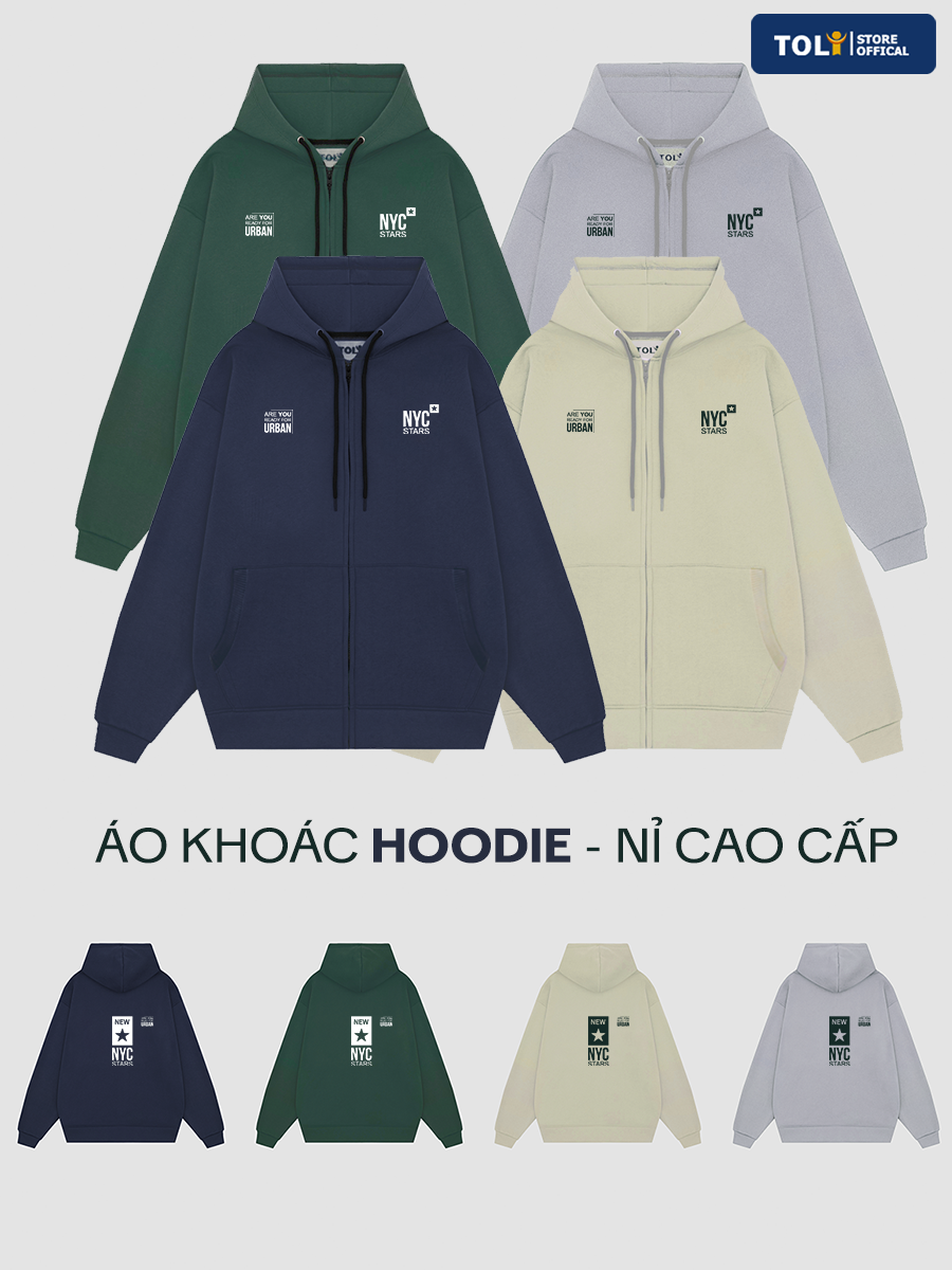 Áo Khoác Nỉ-Màu bơ-In chữ NYC-KIM50-M20