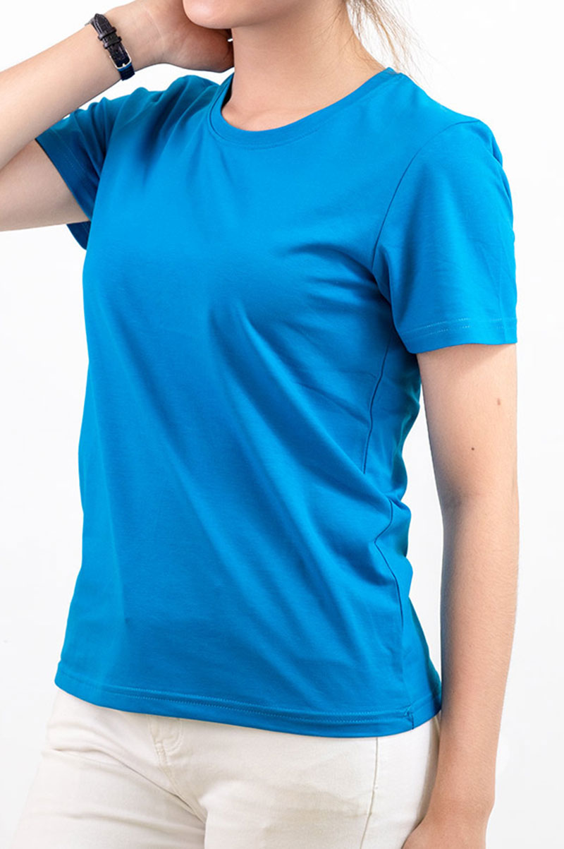 Áo thun cotton nữ cổ tròn màu Xanh Coban 12B