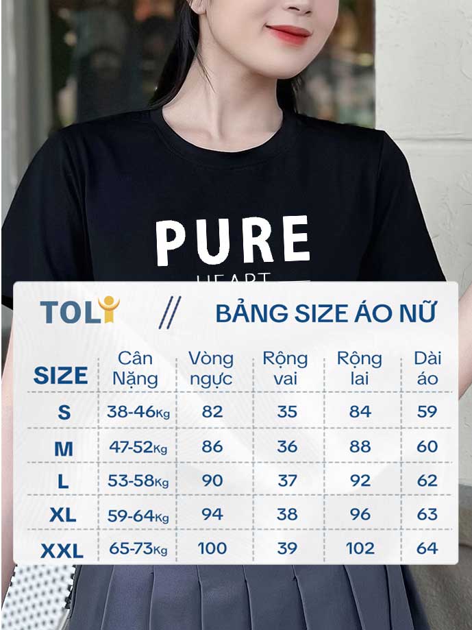 Áo thun nữ tay ngắn-Cổ Tròn-Đen-In Pure-PSB11-03