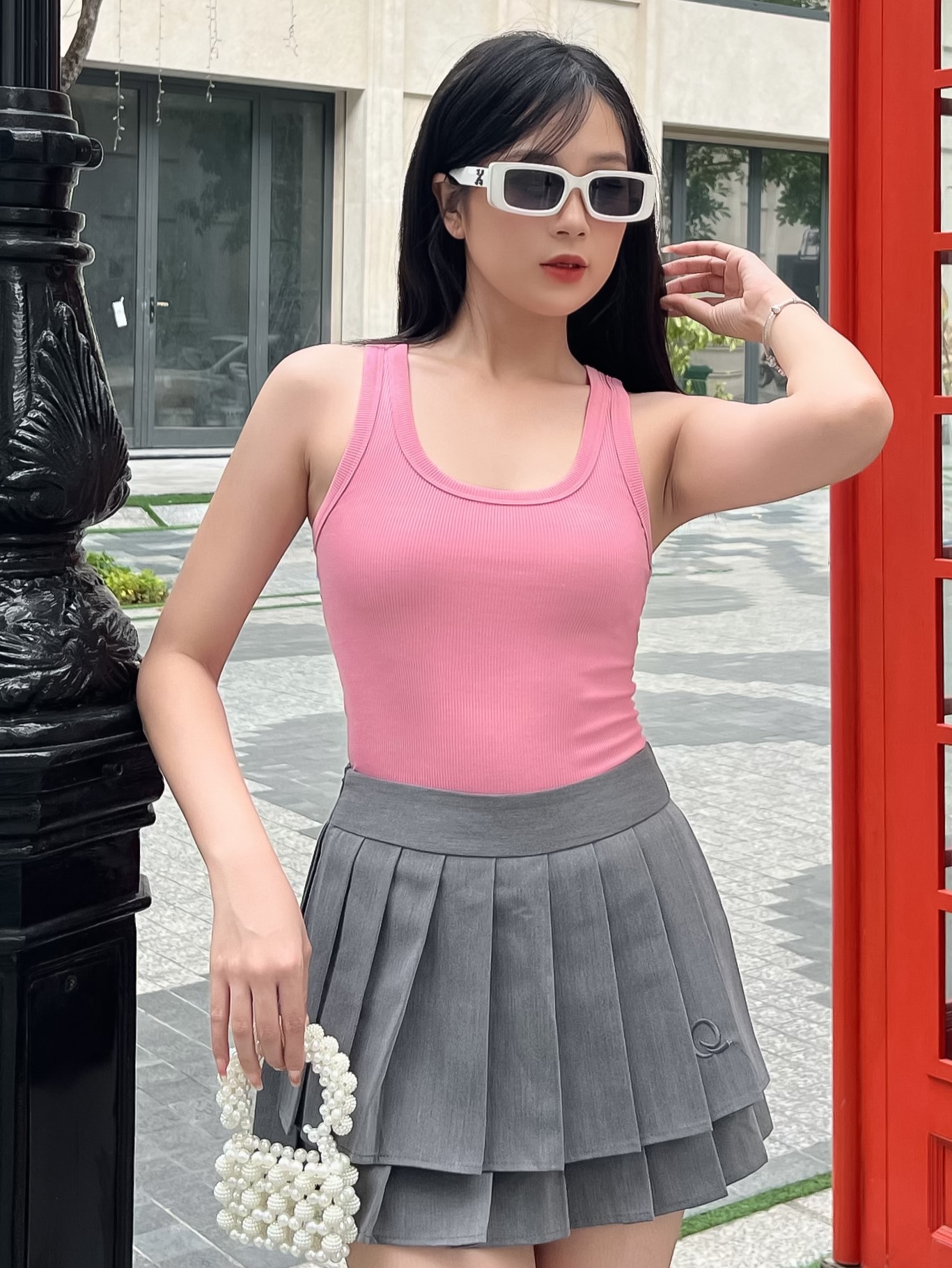 Áo thun ba lỗ nữ-Cổ Tròn-Hồng Ruốc-BLR26