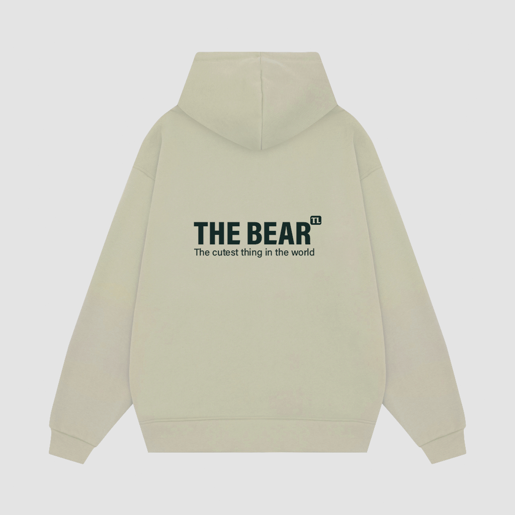 Áo Khoác Nỉ-Màu bơ-In chữ THE BEAR-KII50-M19