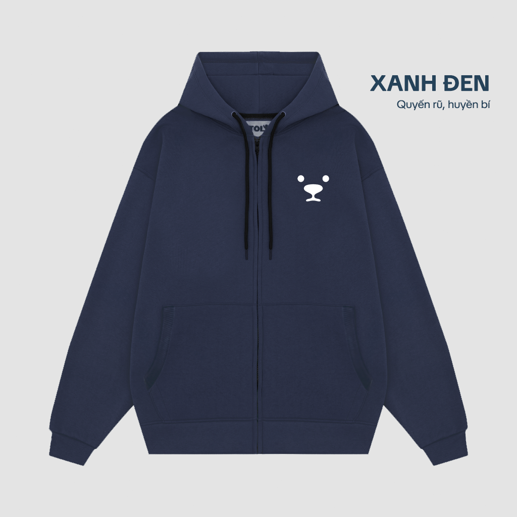 Áo Khoác Nỉ-Màu Xanh Mực-In chữ THE BEAR-KII51-M19