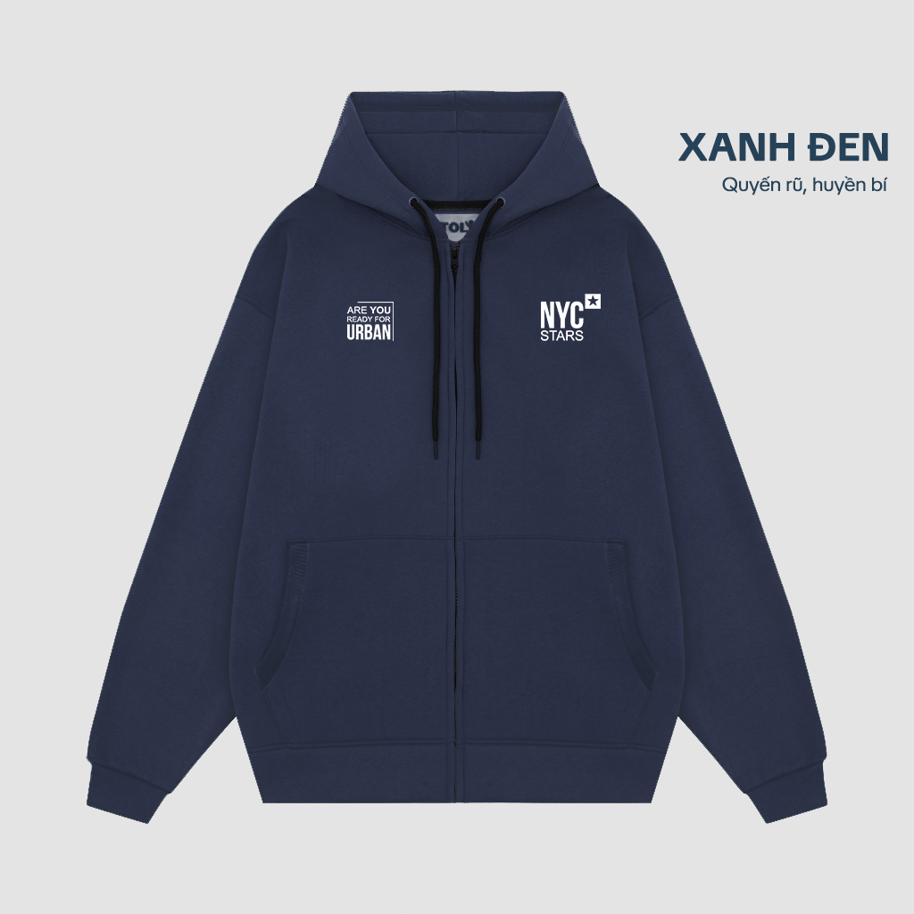 Áo Khoác Nỉ-Xanh Mực-In chữ NYC-KIM51-M20