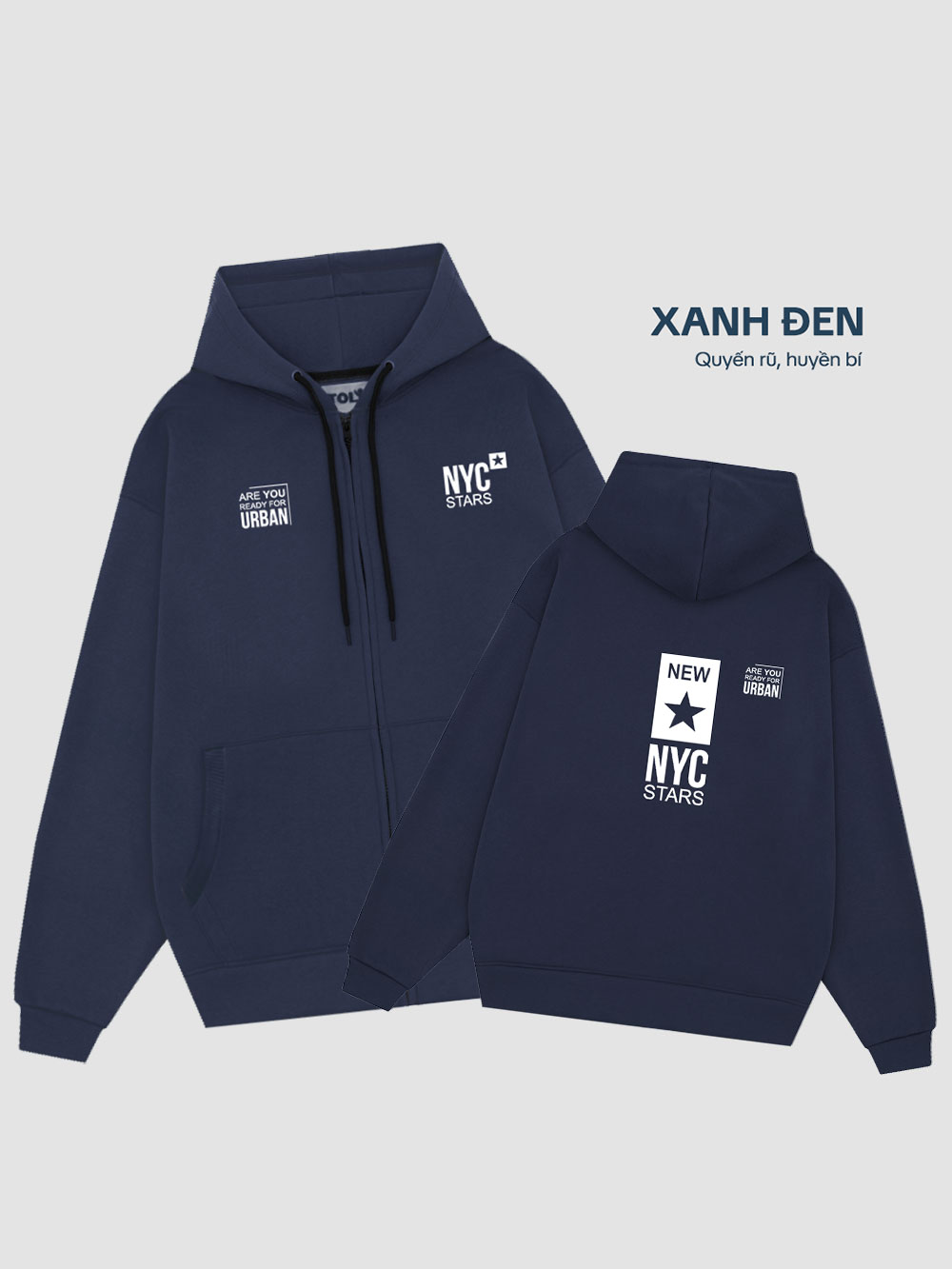 Áo Khoác Nỉ-Xanh Mực-In chữ NYC-KIM51-M20