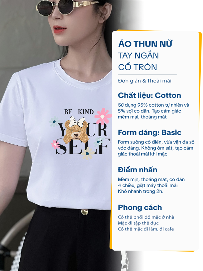 Áo thun nữ Cotton in màu Trắng Z33-Your Self