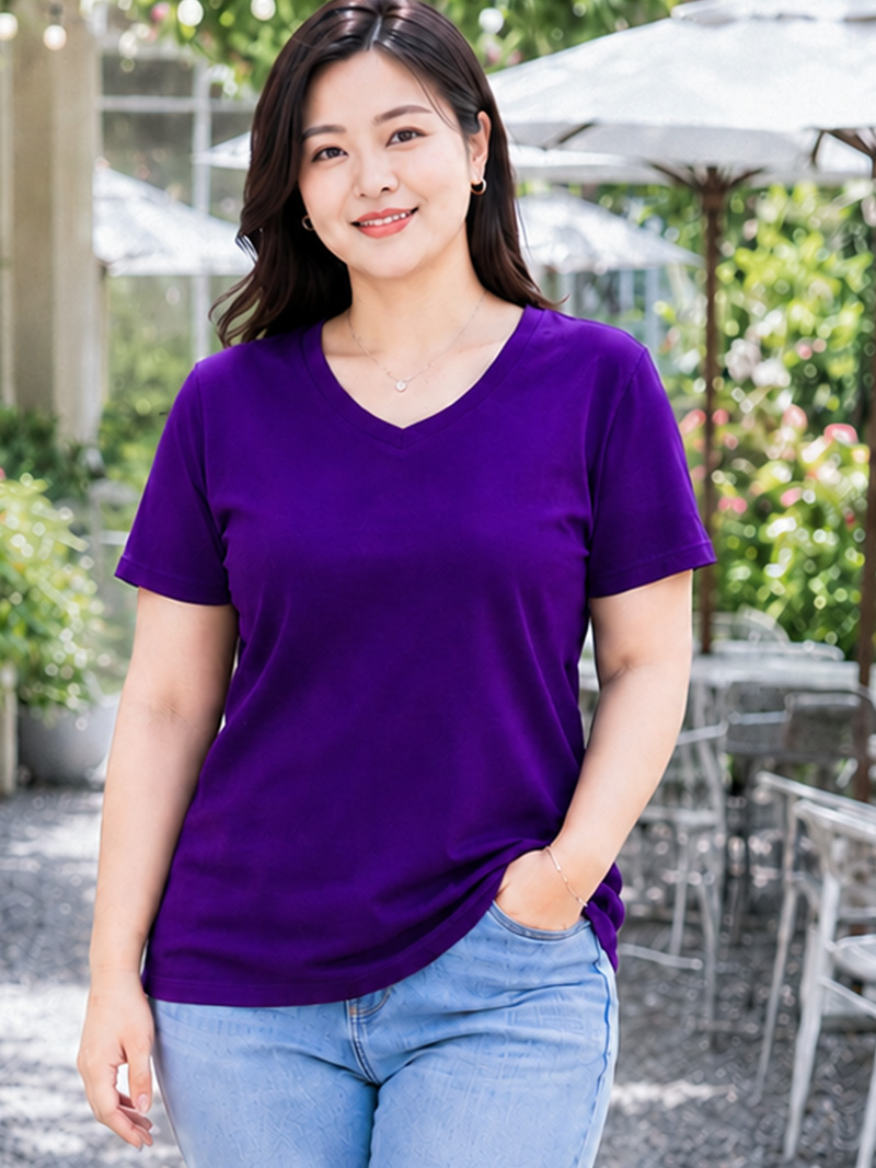 Áo thun nữ BIGSIZE cổ tim TOLI BSA11, Cotton 4 chiều co giãn, Form suông dễ mặc từ 59–85kg