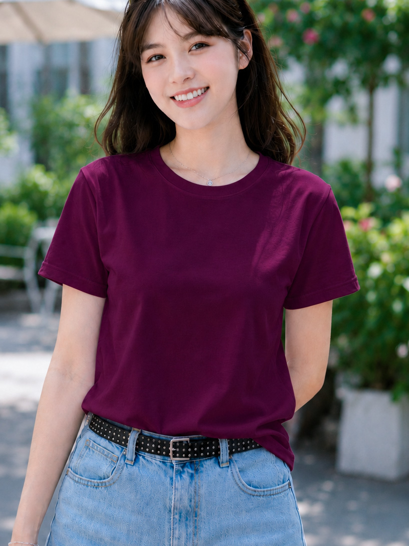 Áo thun nữ cổ tròn TOLI BSB24 – Cotton mềm, form suông gọn dáng, dễ phối mặc mỗi ngày