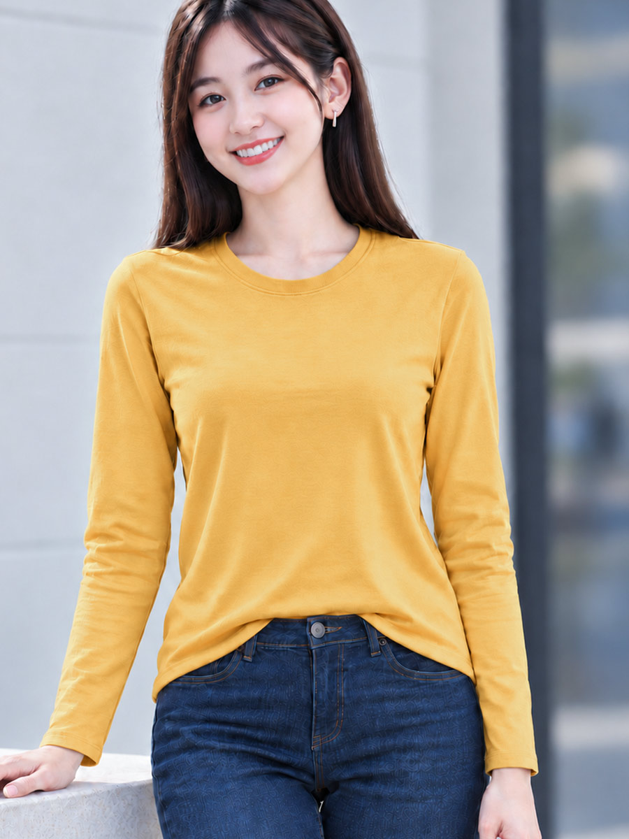 Áo Thun Tay Dài Nữ Cổ Tròn TOLI LHB41 – Cotton mềm, form suông gọn dáng, đa năng mặc mỗi ngày