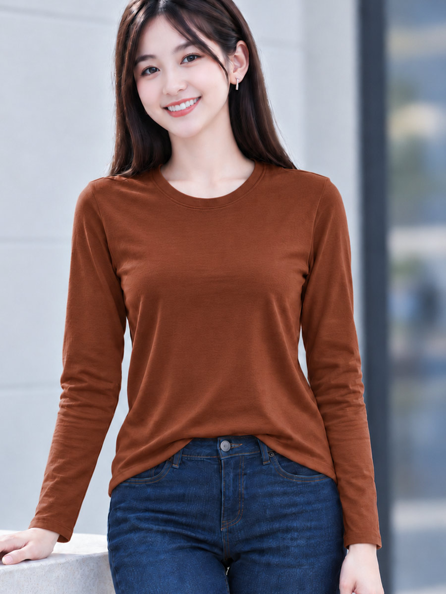 Áo Thun Tay Dài Nữ Cổ Tròn TOLI LHB26 – Cotton mềm, form suông gọn dáng, đa năng mặc mỗi ngày
