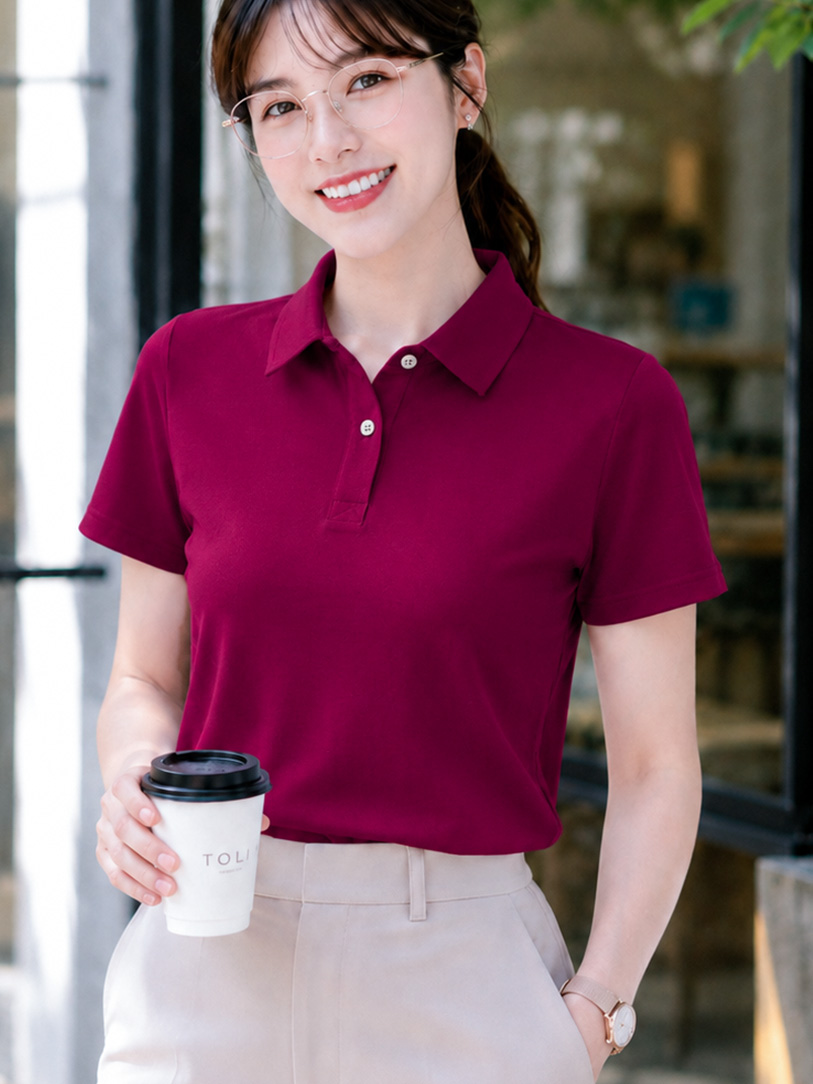 Áo polo nữ TOLI PLM46 – Cotton mềm, form suông thanh lịch, cổ sơ-mi gọn gàng, mặc đi làm & mỗi ngày