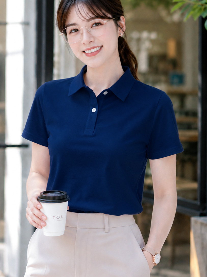 Áo polo nữ TOLI PLM46 – Cotton mềm, form suông thanh lịch, cổ sơ-mi gọn gàng, mặc đi làm & mỗi ngày