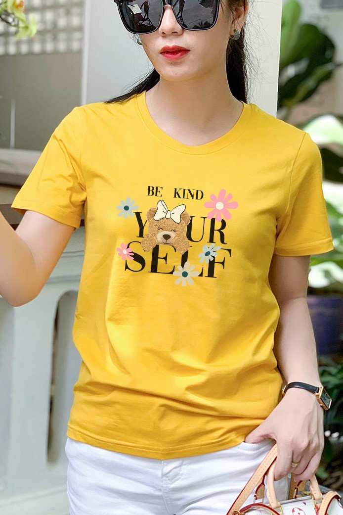 Áo thun nữ Cotton in màu Vàng V12-Your Self