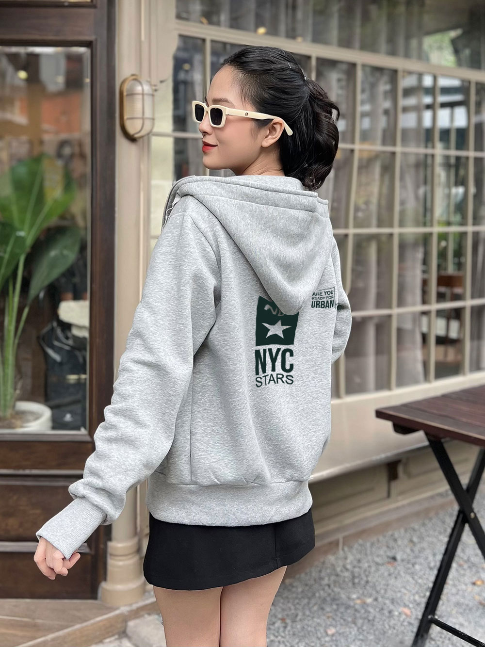 Áo Khoác Nỉ-Xám Ghi-In chữ NYC-KIM53-M20