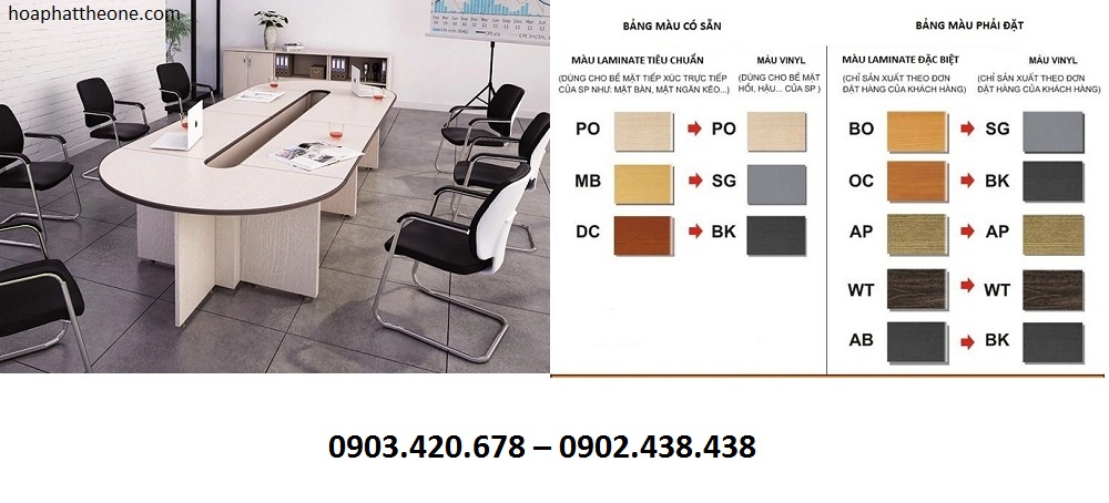Bàn Họp 3m8 CM3800-H sử dụng chất liệu gỗ laminate cao cấp