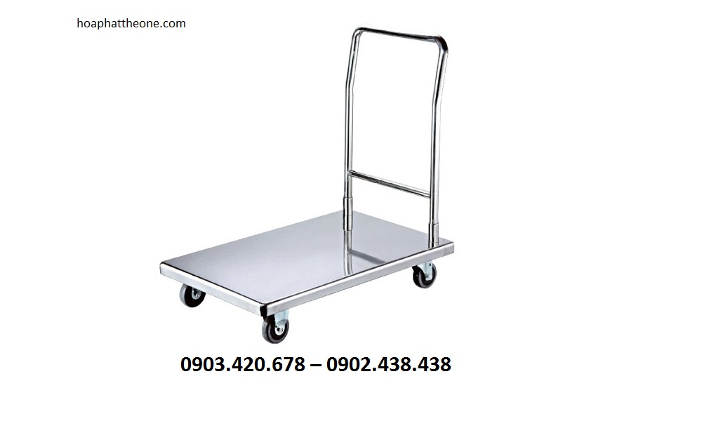 Xe đẩy inox dùng để đẩy hành lý 