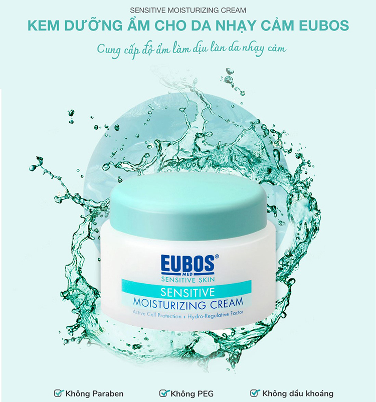 Với thành phần dịu nhẹ, kem dưỡng ẩm cho da nhạy cảm EUBOS rất phù hợp với những cô nàng da mụn (nguồn ảnh: Internet)