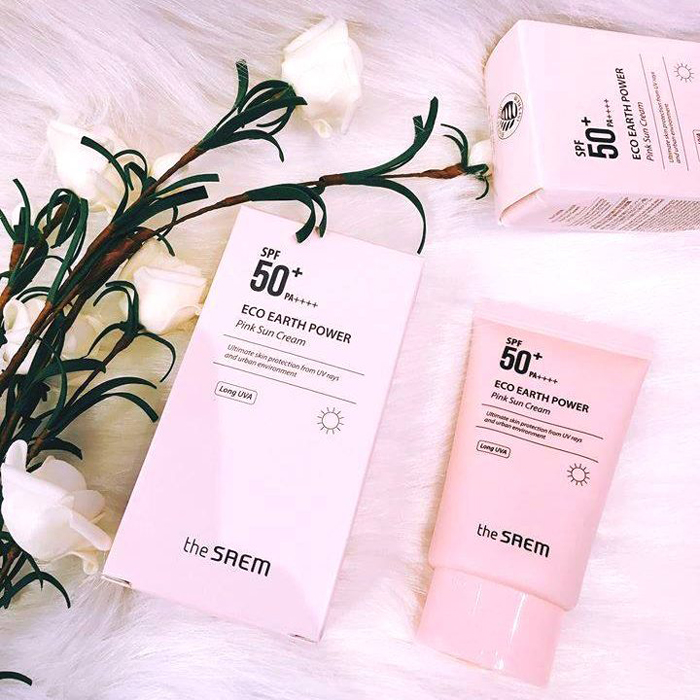 Kem Chống Nắng kiềm Dầu, Giúp Da Sáng Hồng The Saem Eco Earth Power Pink Sun Cream SPF50+ PA++++ oppapro