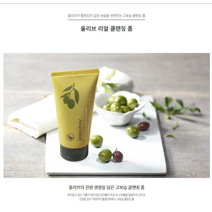 SỮA RỬA MẶT NGĂN NGỪA LÃO HÓA, DƯỠNG ẨM INNISFREE OLIVE REAL CLEANSING FOAM