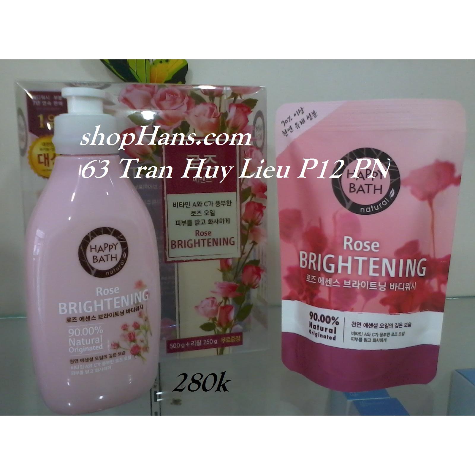 Sữa tắm Rose Brightening Happy Bath 500gr + 250gr