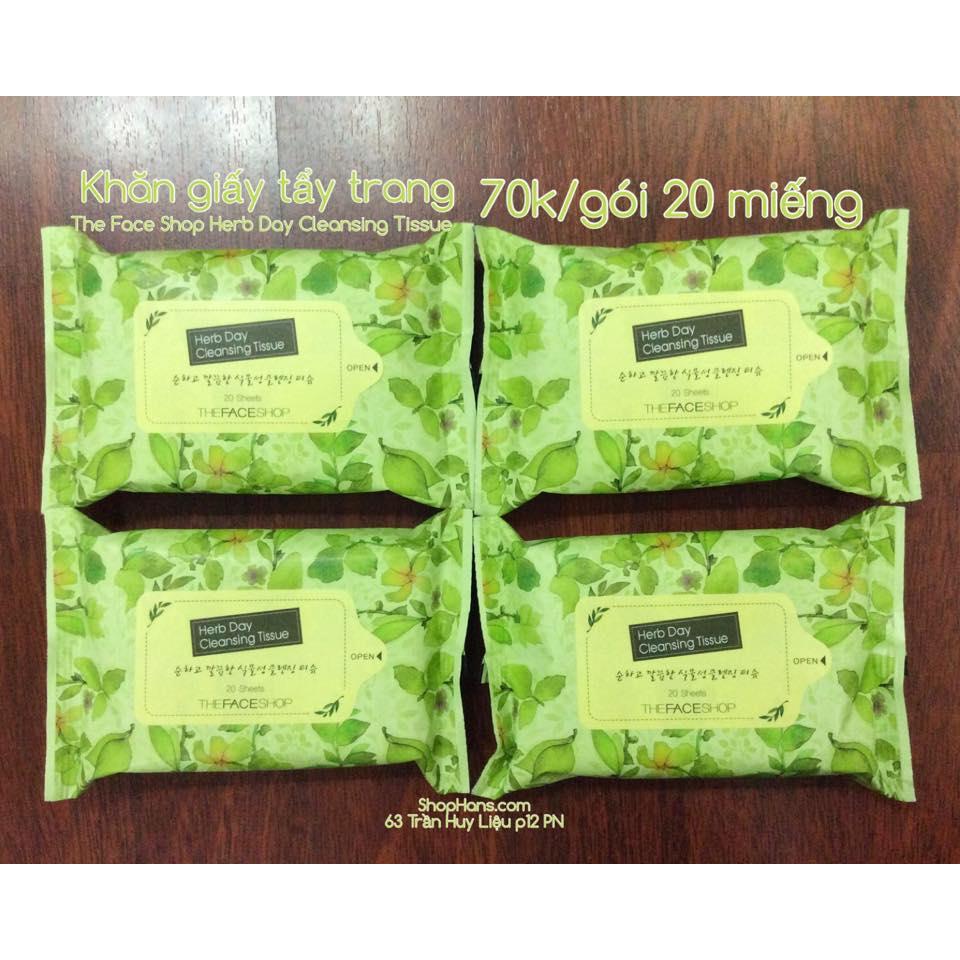 The Face Shop- Herb day cleansing tissue 20 tờ