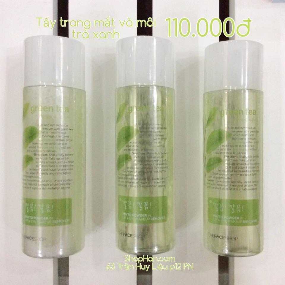 Tẩy trang mắt môi trà xanh The Face Shop- Green tea lip&eye remover