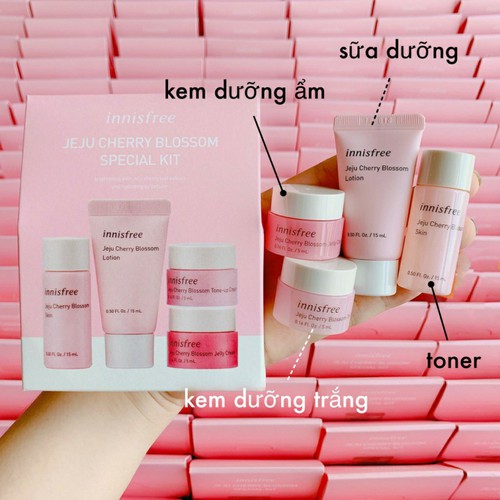 Bộ Mẫu Thử Dưỡng Ẩm Và Sáng Da Innisfree Jeju Cherry Blossom Special Kit