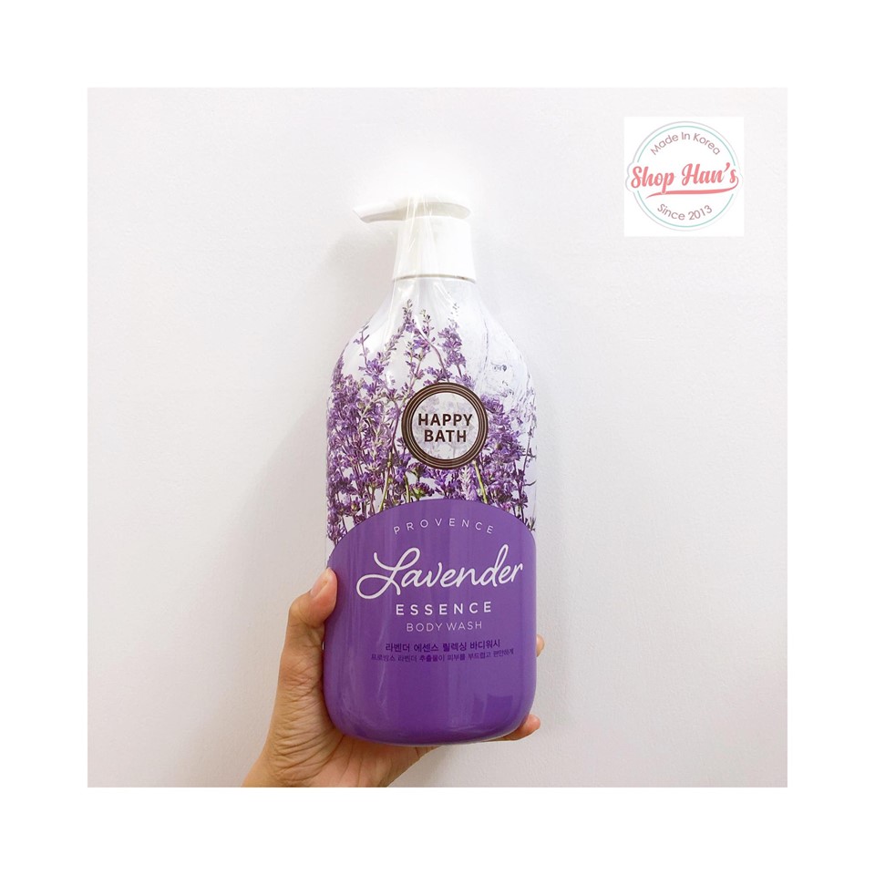 Sữa Tắm Dưỡng Ẩm Và Sáng Da Chiết Xuất Hoa Lavender Happy Bath Lavender Essence (900g)