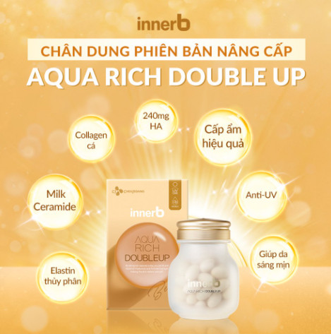 Viên Uống Cấp Nước, Bổ Sung Collagen, Bảo Vệ Da Khỏi Tia UV Innerb Aqua Rich DoubleUp