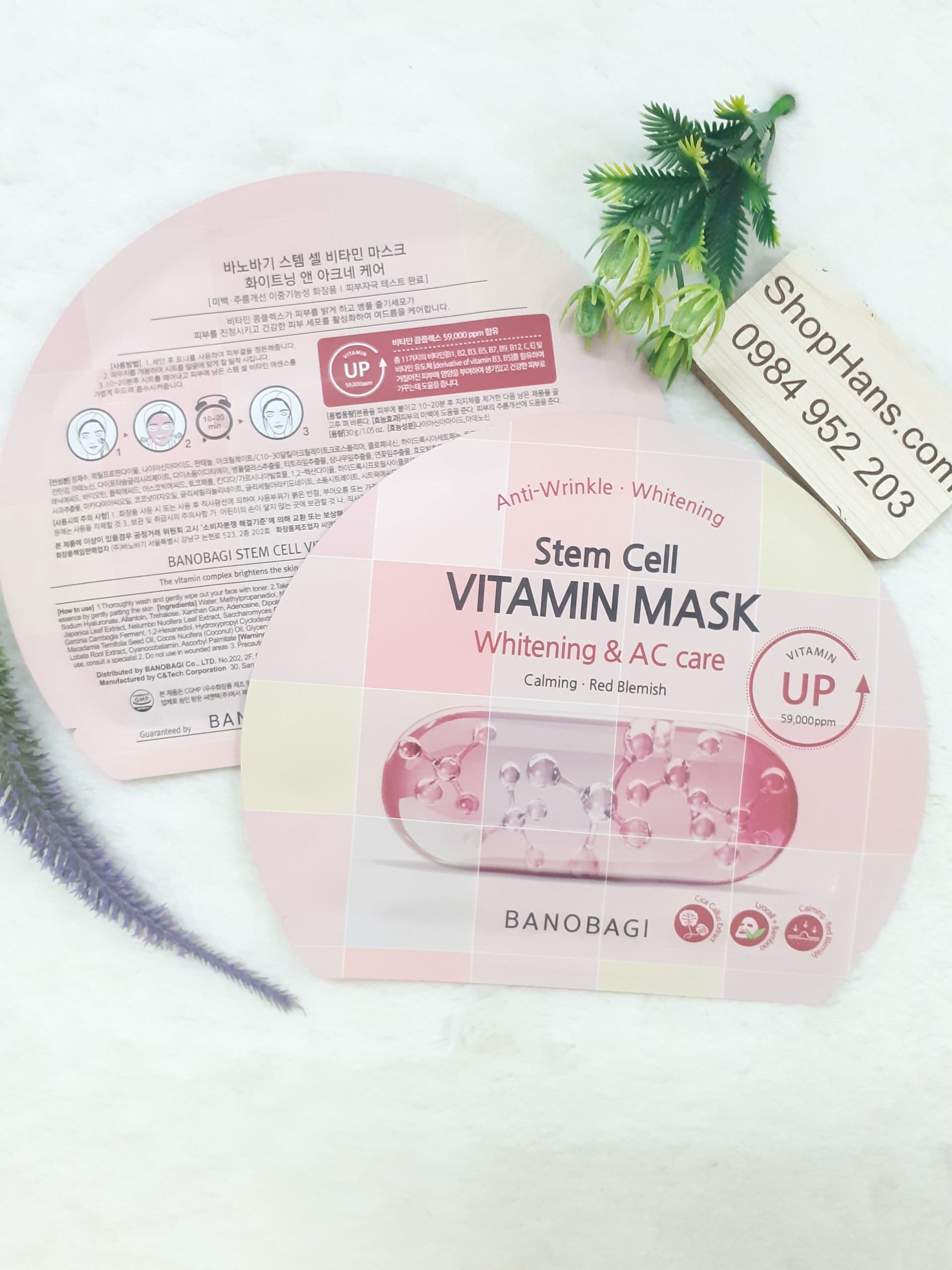 Mặt Nạ  Dưỡng Sáng Và Chăm Sóc Da Mụn Banobagi Stem Cell Vitamin Mask Whitening & AC Care 30g