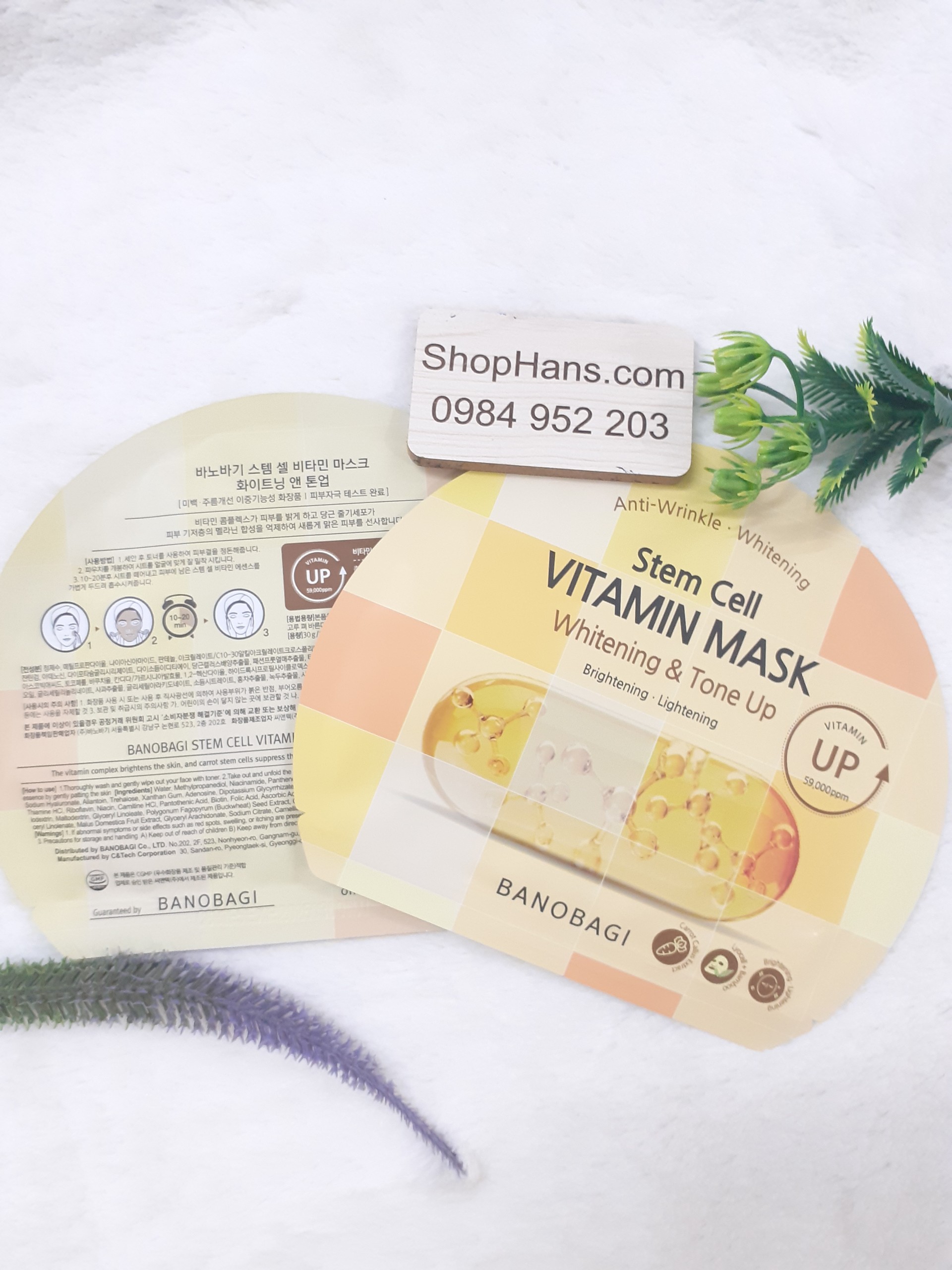 Mặt Nạ Banobagi Dưỡng Sáng Và Nâng Tông Da Stem Cell Vitamin Mask Whitening & Tone Up  30g (Vàng)