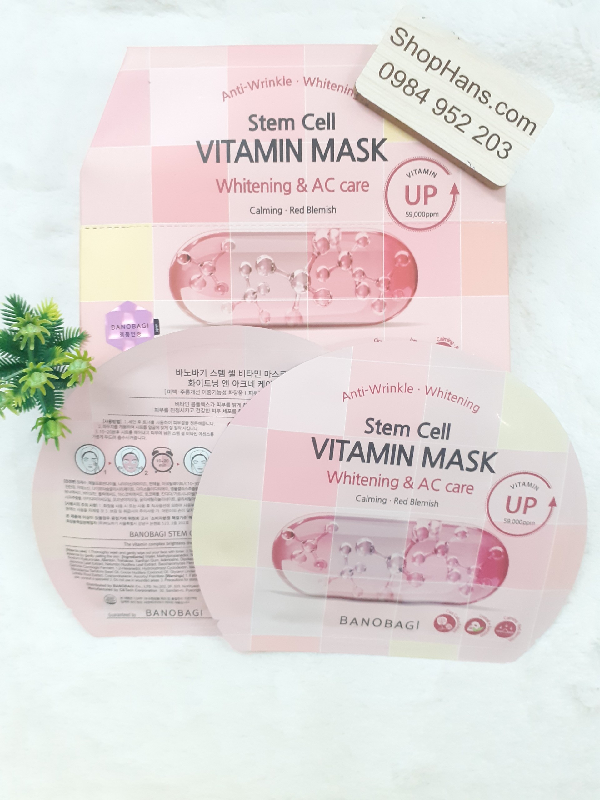 Mặt Nạ  Dưỡng Sáng Và Chăm Sóc Da Mụn Banobagi Stem Cell Vitamin Mask Whitening & AC Care 30g