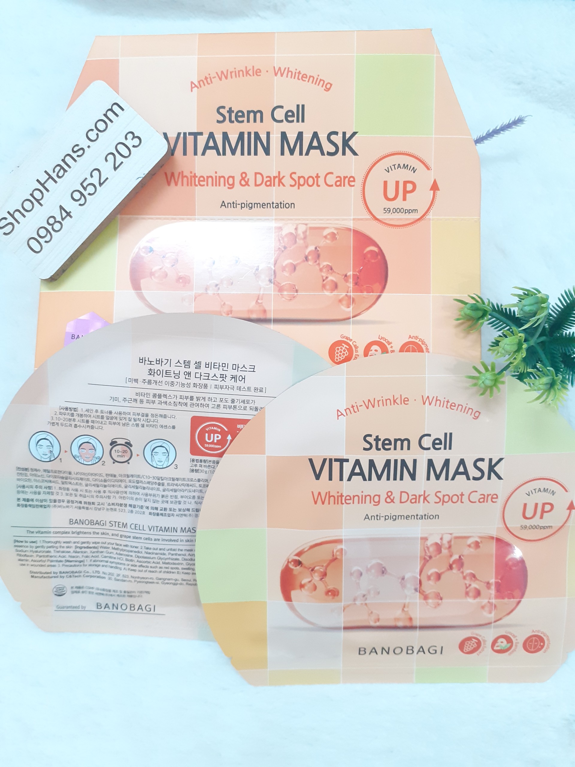 Mặt Nạ  Dưỡng Sáng Và Làm Mờ Thâm Nám Banobagi Stem Cell Vitamin Mask Whitening & Dark Spot Care 30g