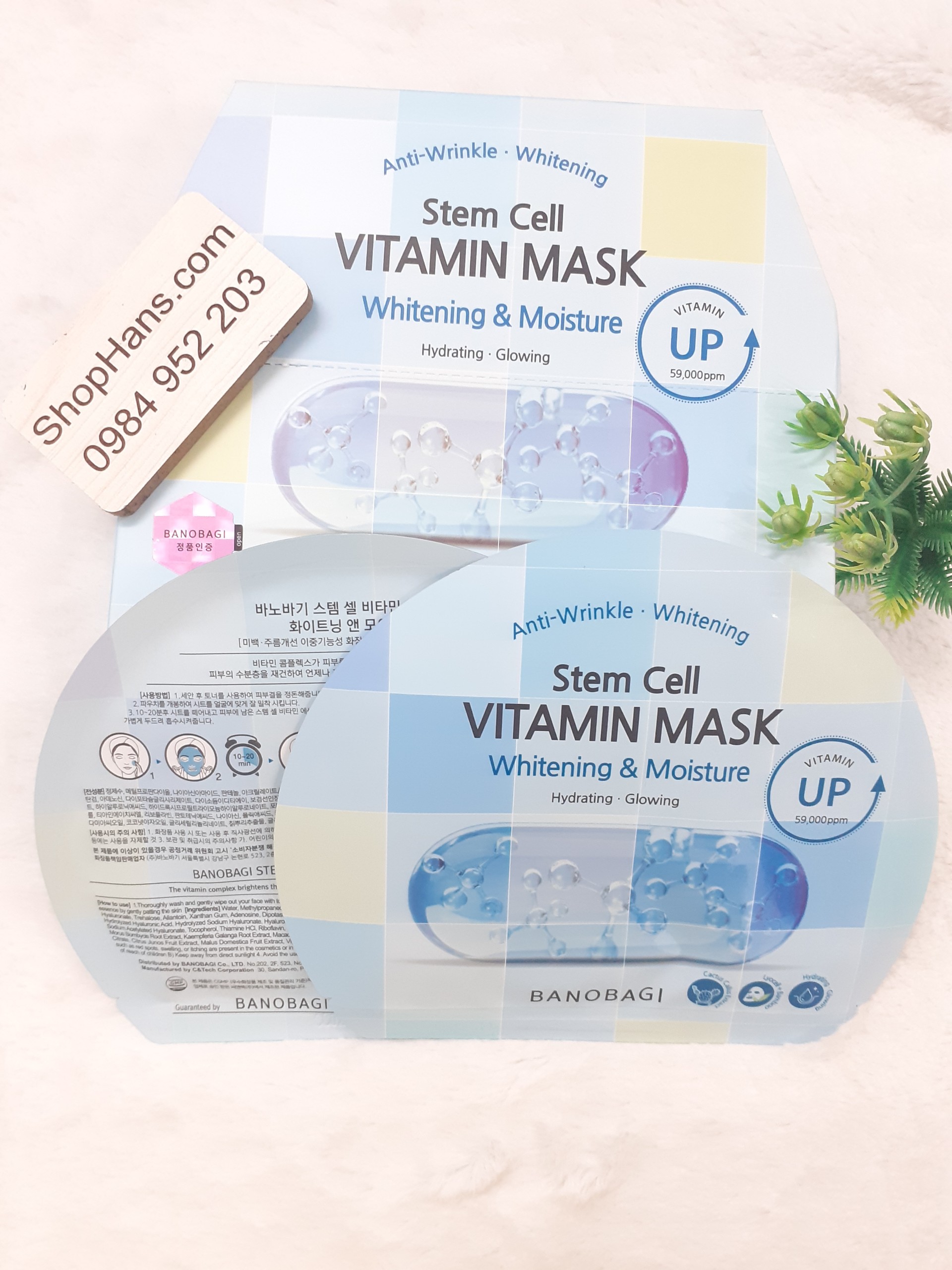 Mặt Nạ Dưỡng Sáng Và Cấp Ẩm Cho Da Banobagi Stem Cell Vitamin Mask Whitening & Moisture 30g