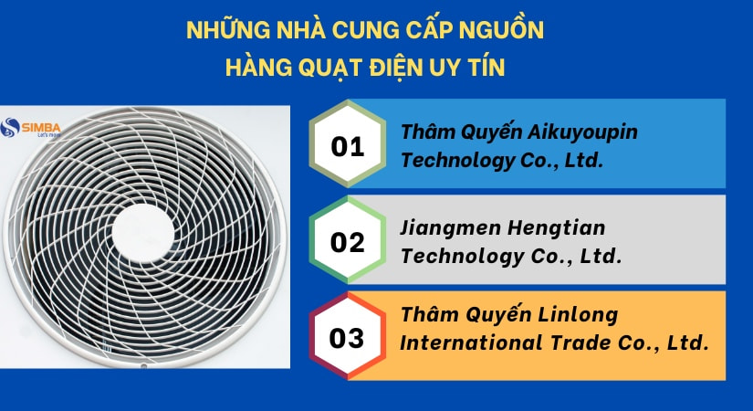 Những nhà cung cấp nguồn hàng quạt điện Trung Quốc uy tín