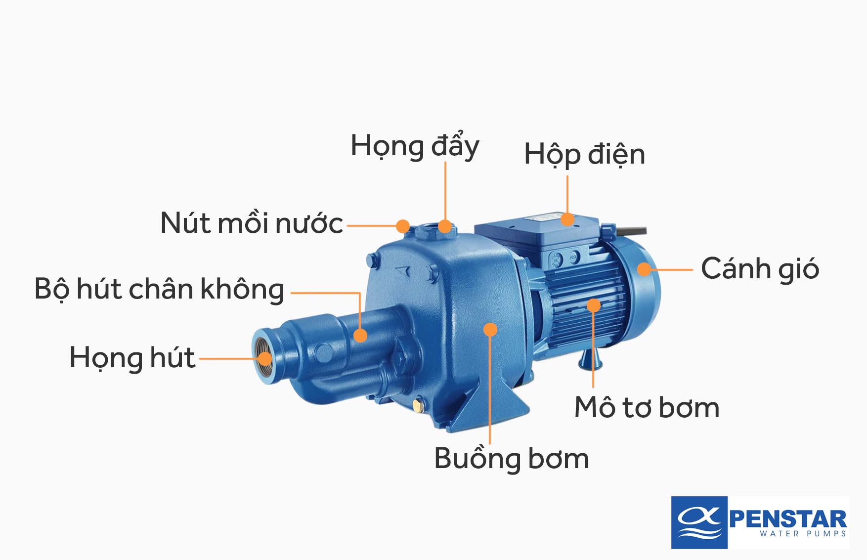 Cấu tạo máy bơm hút chân không đẩy cao Penstar CAB 300