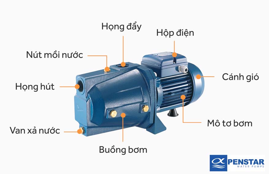 Cấu tạo máy bơm hút chân không đẩy cao Penstar CAM-100N