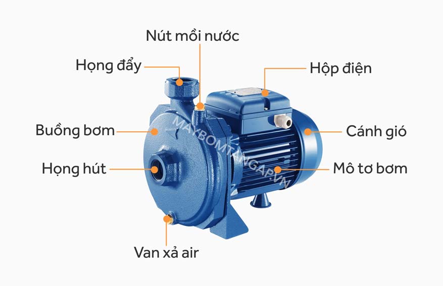 Cấu tạo máy bơm ly tâm đẩy cao Penstar CB 100N