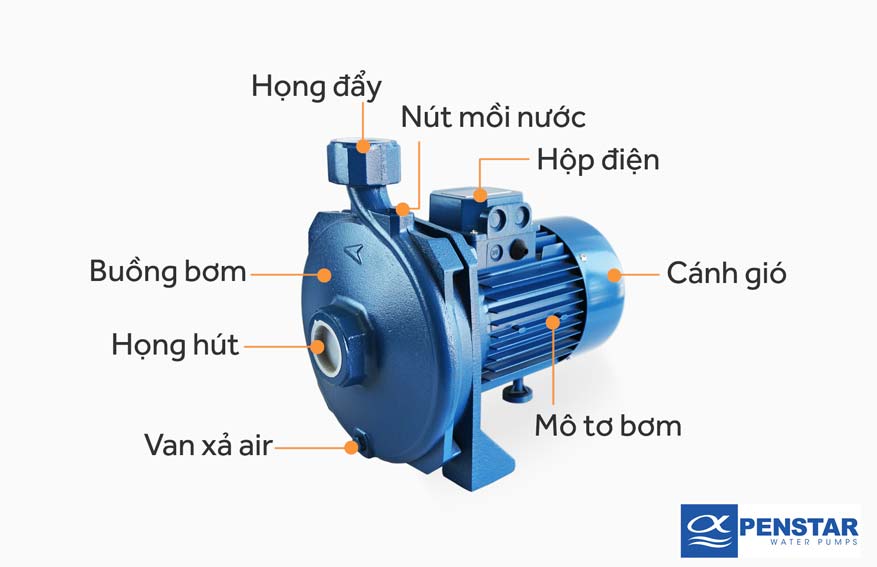 Cấu tạo máy bơm ly tâm đẩy cao Penstar CM 210
