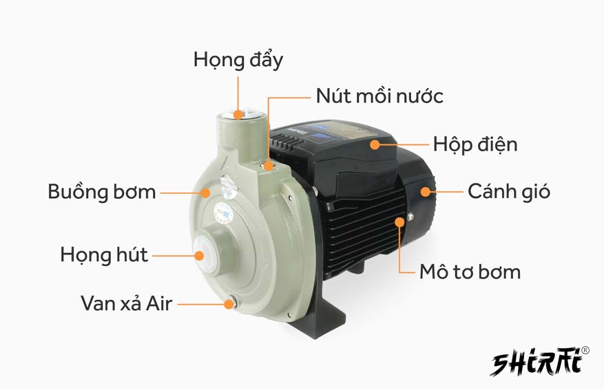 Cấu tạo máy bơm ly tâm đẩy cao Shirai JLm 114-200S