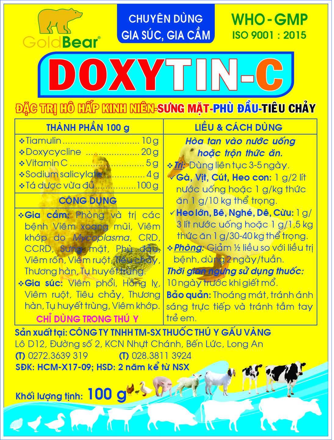 Rx-DOXYTIN-C (100 G/GÓI) N.VÀNG-Thuốc kê đơn