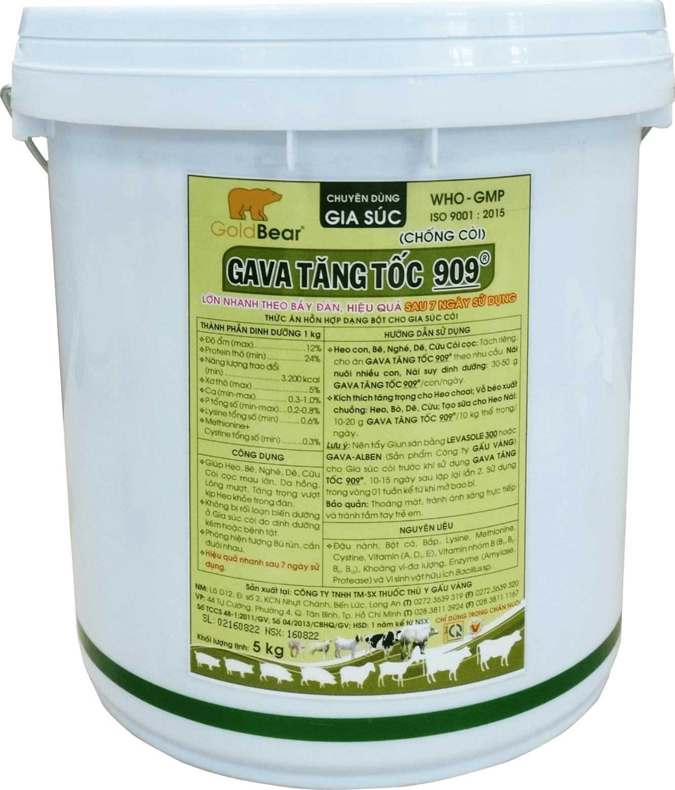 GAVA TĂNG TỐC 909 (5KG/XÔ) NHÃN XANH