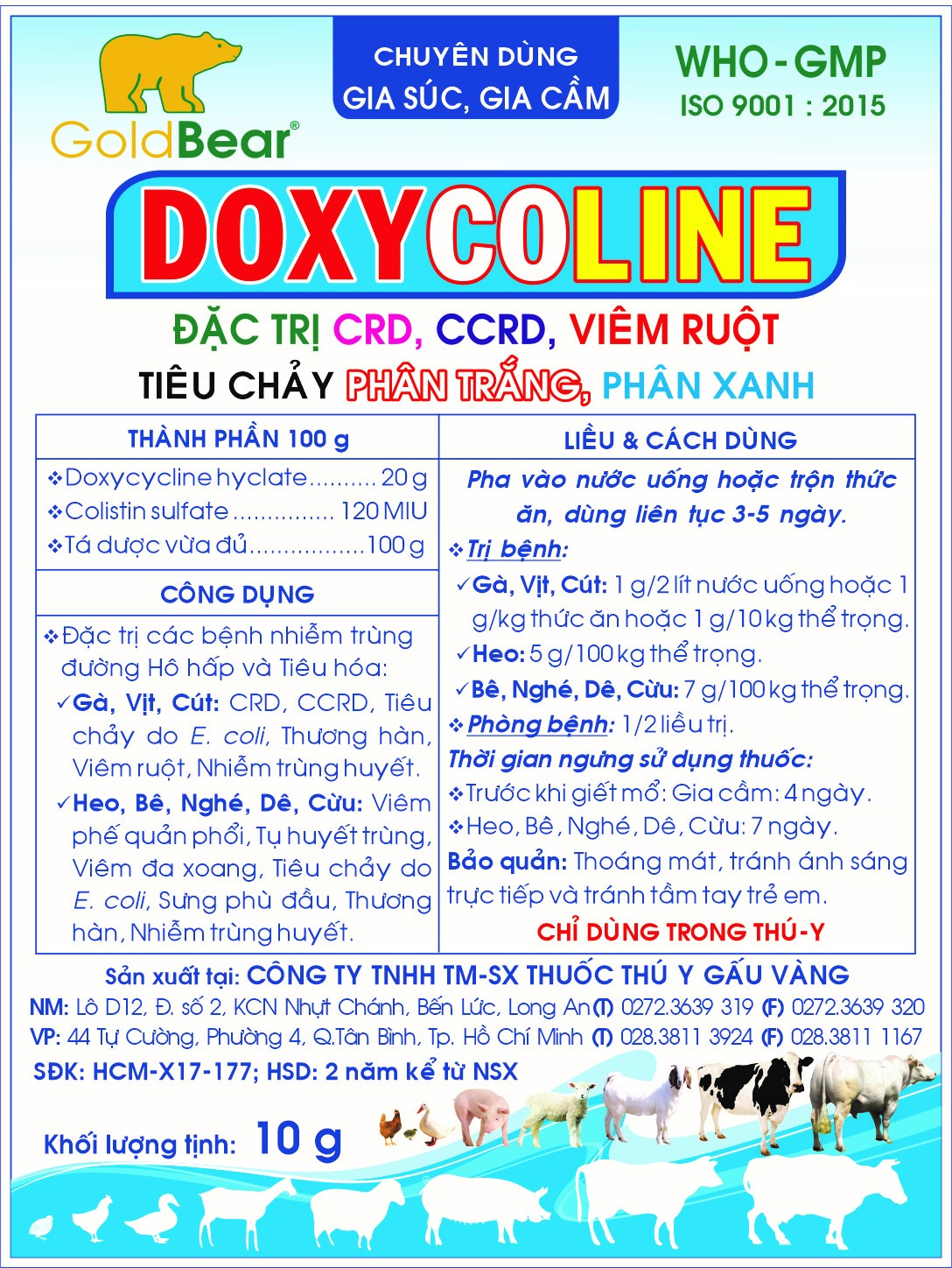 Rx-DOXYCOLINE (10 G/GÓI) THÚ Y-Thuốc kê đơn