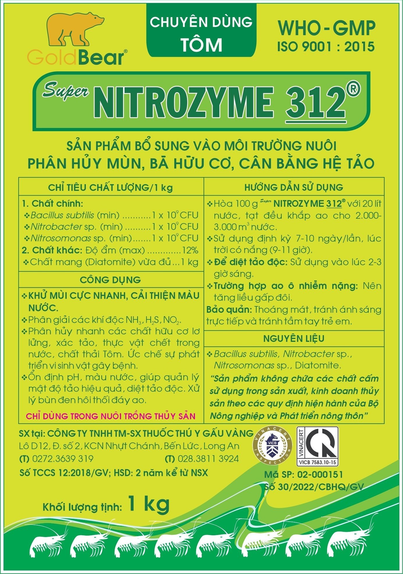 SUPER NITROZYME 312 (1 KG/GÓI) TÔM