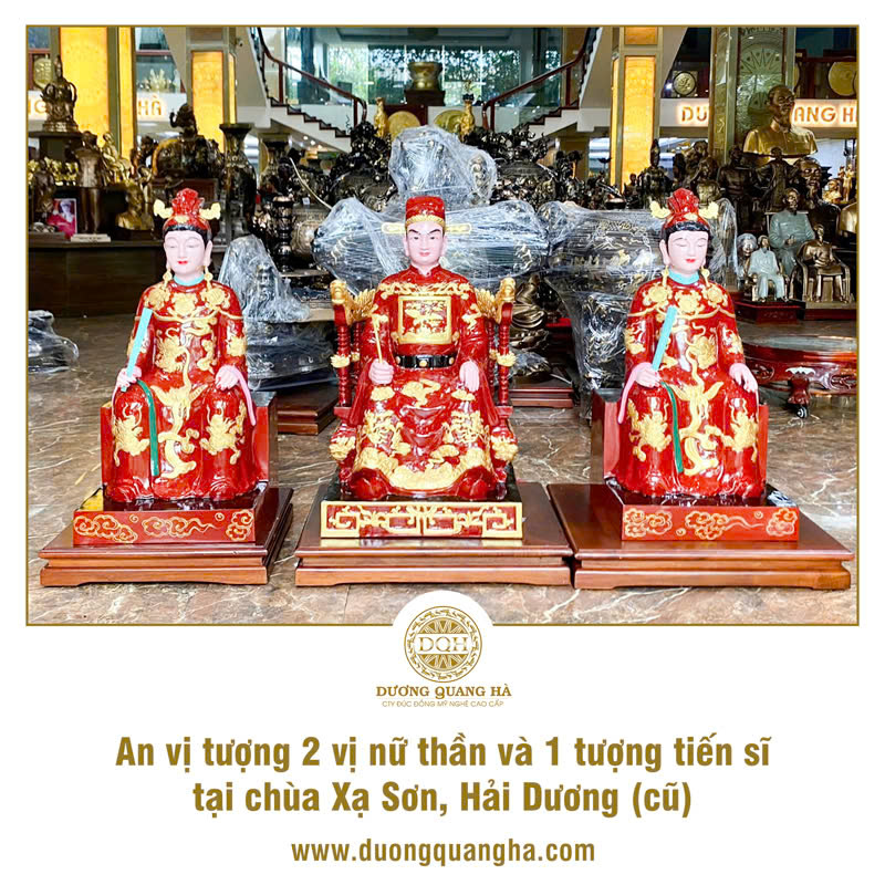 BÀN GIAO 2 PHO TƯỢNG NỮ THẦN VÀ 1 TƯỢNG TIẾN SĨ CHO CHÙA XẠ SƠN, HẢI DƯƠNG (CŨ)