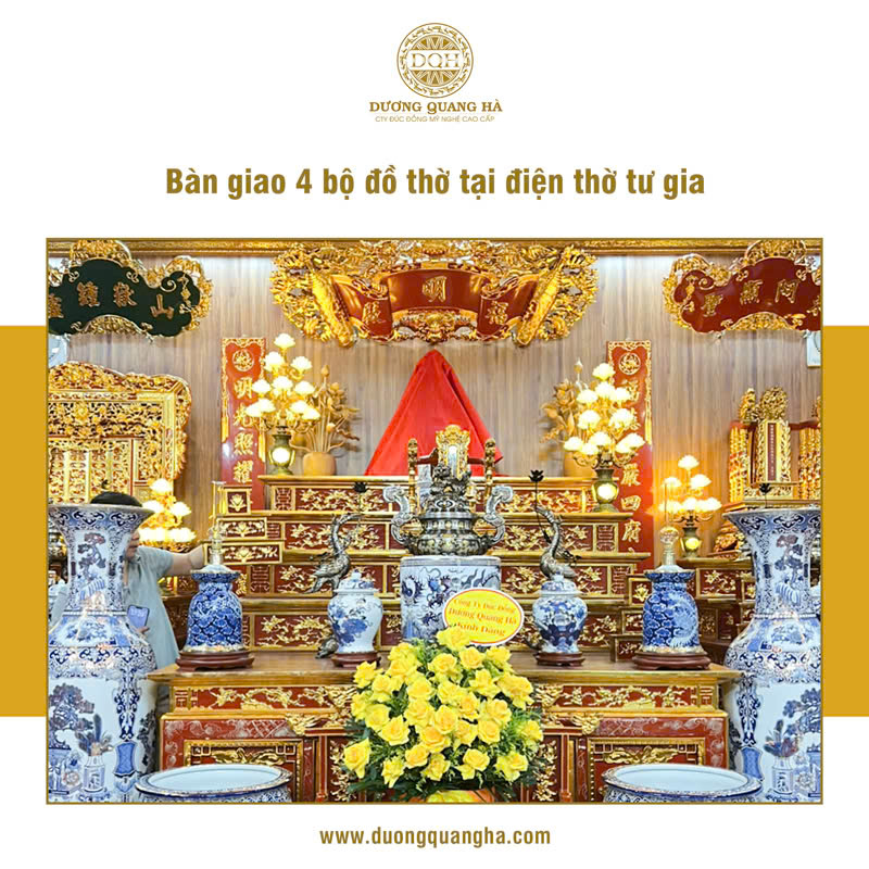BÀN GIAO 4 BỘ ĐỒ THỜ KHẢM NGŨ SẮC TẠI ĐIỆN THỜ TƯ GIA