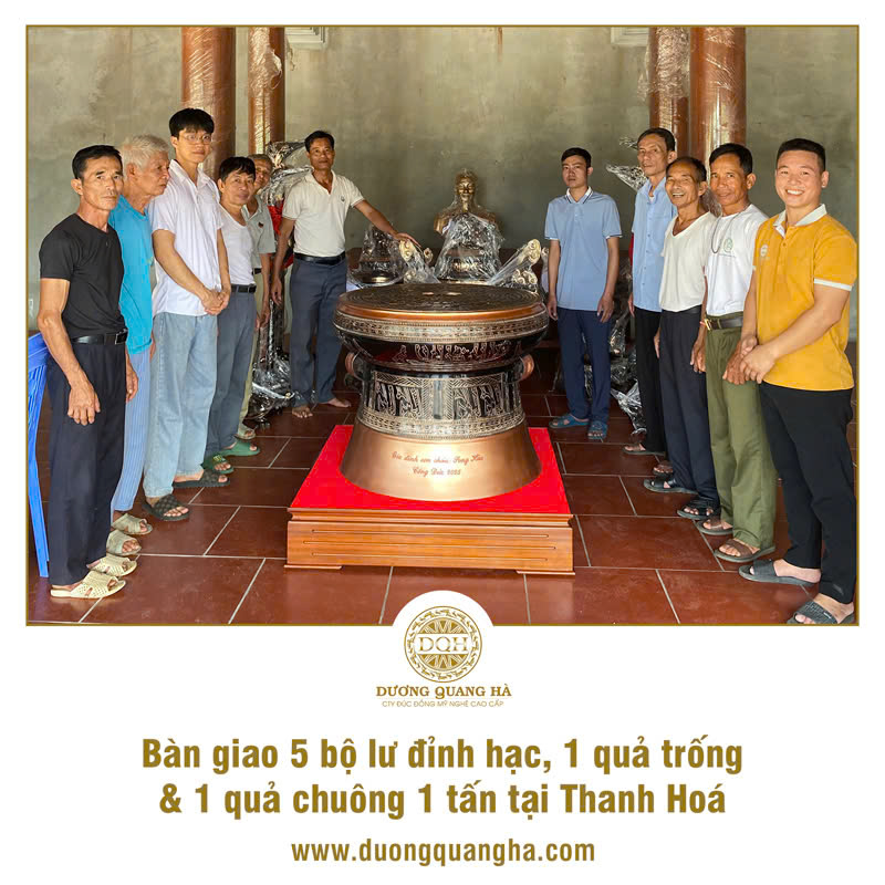 BÀN GIAO 5 BỘ ĐỈNH HẠC, 1 QUẢ TRỐNG, 1 QUẢ CHUÔNG NẶNG 1 TẤN TẠI THANH HOÁ