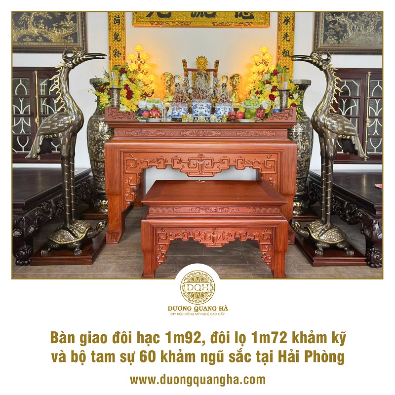 BÀN GIAO ĐÔI HẠC, ĐÔI LỌ KHẢM KỸ VÀ BỘ TAM SỰ KHẢM NGŨ SẮC TẠI HẢI PHÒNG