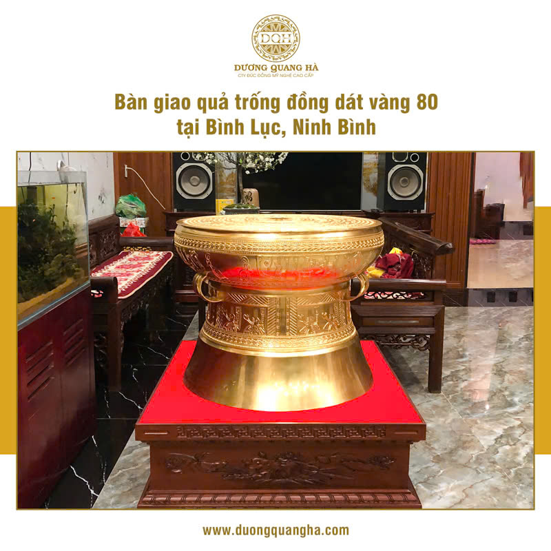 BÀN GIAO TRỐNG ĐỒNG DÁT VÀNG 80CM TẠI BÌNH LỤC, HÀ NAM (CŨ)