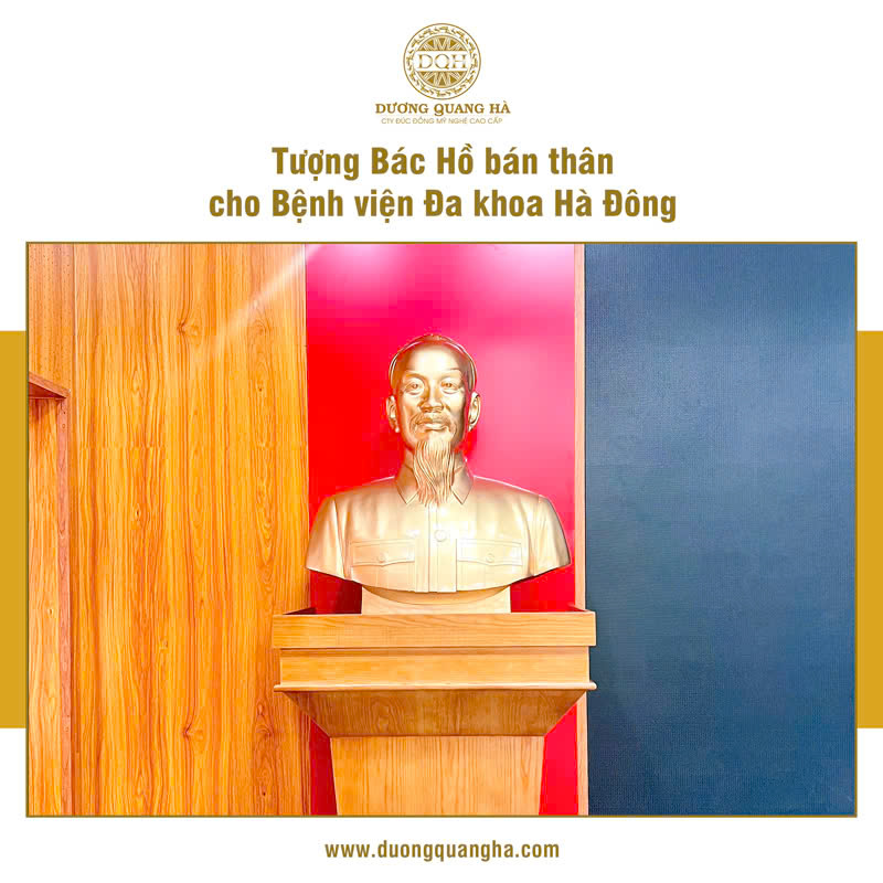 BÀN GIAO TƯỢNG BÁC HỒ BÁN THÂN 90CM CHO BỆNH VIỆN ĐA KHOA HÀ ĐÔNG